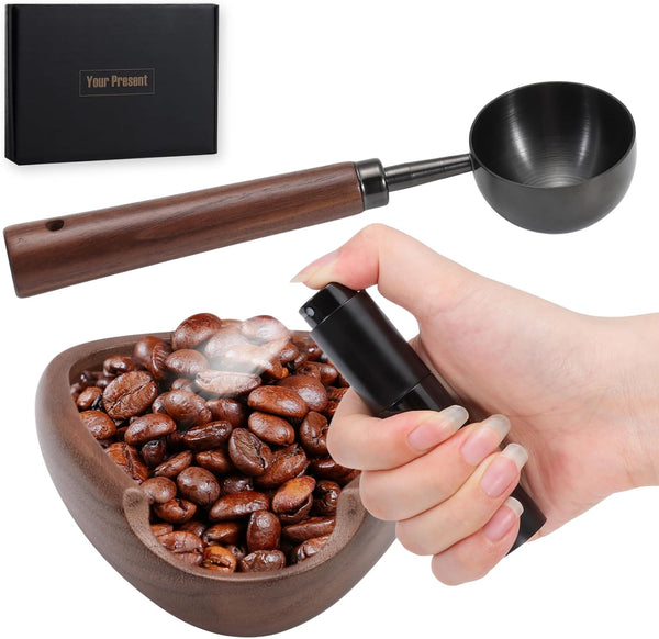 Dazzleimart 3pcs Coffee Bean Dosing Cup Set with Gift Box, Dosing Walnut Wood