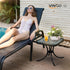 18" VINGLI Outdoor Side Table, Patio Table Steel Frame Tempered Glass Top, Weatherproof Small Tables for Balcony Garden