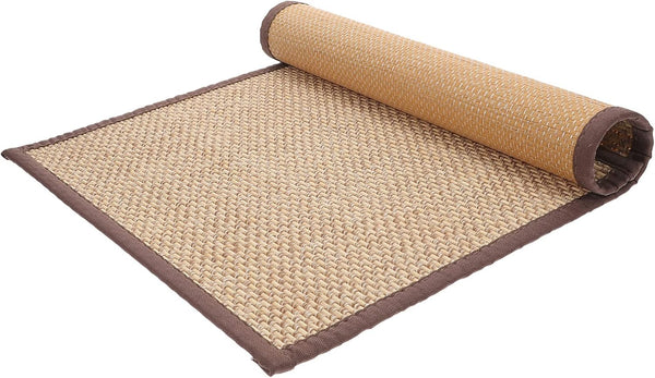 Beavorty Bamboo Rug Woven Straw Seat Cushion, Japanese Style Rattan Futon Sitting Pad for Zen Garden Yoga