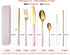 AARAINBOW 7 Pieces Stainless Steel Flatware Set, Portable Reusable Cutlery Set Including Knife, Fork, Spoon (Pink