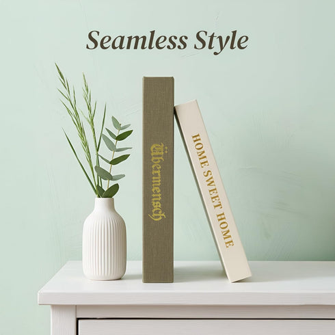 The Curated Hearth Set 2 Decorative Book Boxes of - Linen Textured Faux Books with Hidden Storage, Coffee Table Decor