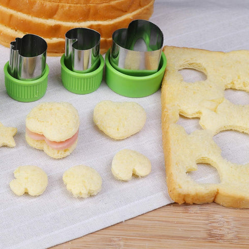 Vegetable Cutters Shapes Set, 20pcs Stainless Steel Mini Cookie Cutters + 20pcs Cute Cartoon Animals Food Picks