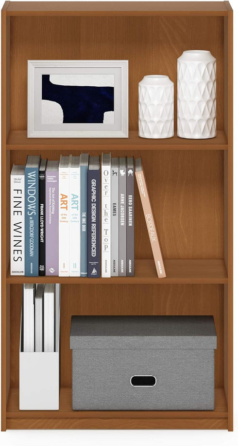 3-Tier 9.3" 21.8" 39.5", Furinno BASIC Book Shelf, Modern Bookshelf, Bookcase with Open Shelves, x x for Living Room