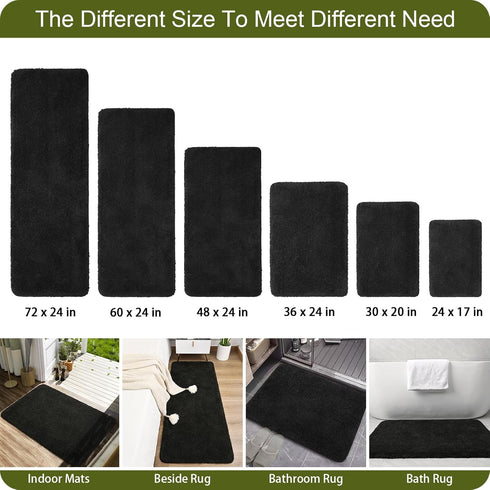 AROGAN Luxury Long Bathroom Runner Rug, 20x30 Inch Thick Soft Microfiber Non Slip Bath Mat, Machine Washable