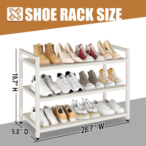 CCDVVD 3-Tier 200 LBS 9-12 28.7" 9.8" 19.7" Closet, Heavy Duty Metal Shoe Rack, Load Capacity, Sturdy Free Standing