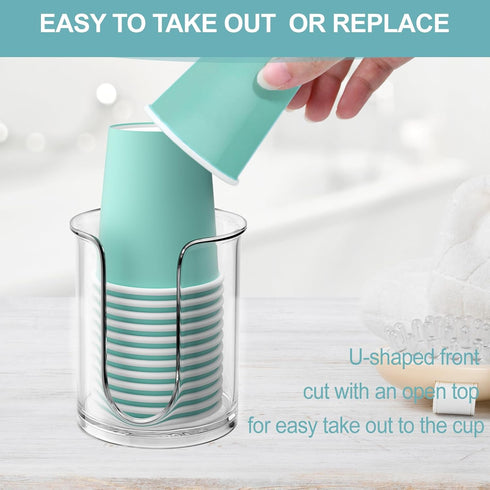Bathroom Cup Dispenser, 5 oz Countertop, 2 Pack Mouthwash Cup Holder for Bathroom, Small Disposable Cup Holder