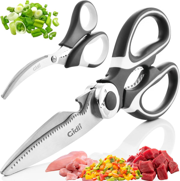 Kitchen Shears by Gidli - Heavy Duty Utility Stainless Steel Scissors with Bonus Seafood Scissors & Warranty