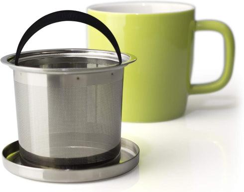 FORLIFE Dew Brew-In-Mug - Glossy Finish with Basket Infuser & Stainless Lid, 11 oz. (Lime)