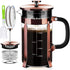 French Press Coffee Maker, 304 Stainless Steel, 4 Filters System, Heat Resistant Borosilicate Glass