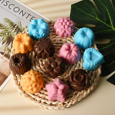 Sakolla 3 Pack Chocolate Flowers Silicone Molds, 12 Cavity Heart Shape Candy Cake Molds for Baking, Cupcake