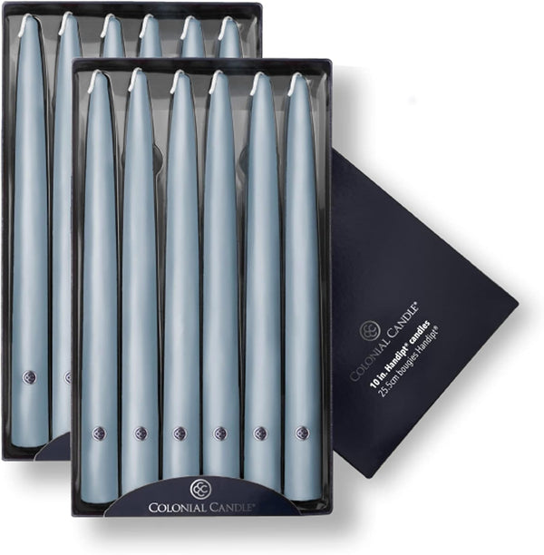 Colonial Candle Unscented Taper Candle, Wedgewood, 10 In, Pack of 12, Up to 8 Hours Burn
