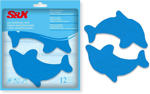 S&X Bathtub Non Slip Stickers,Grippy Dolphin Adhesive Treads Fine Gritty Textured Surface