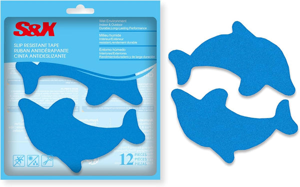 S&X Bathtub Non Slip Stickers,Grippy Dolphin Adhesive Treads Fine Gritty Textured Surface