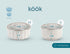 KooK Ceramic Nesting Bowls with Lids, Embossed Food Storage Containers, Set of 4, Ivory