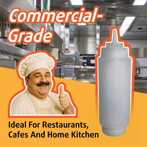 Commercial Nozzle (20 oz (2 Pack)) Squeeze Condiment Bottles - Squeeze Condiment Bottles for Sauces Grade Plastic
