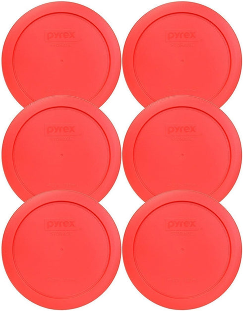 Pyrex 7201-PC 4-Cup Red Plastic Food Storage Lid, Made in USA - 6 Pack