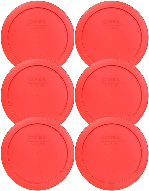 Pyrex 7201-PC 4-Cup Red Plastic Food Storage Lid, Made in USA - 6 Pack