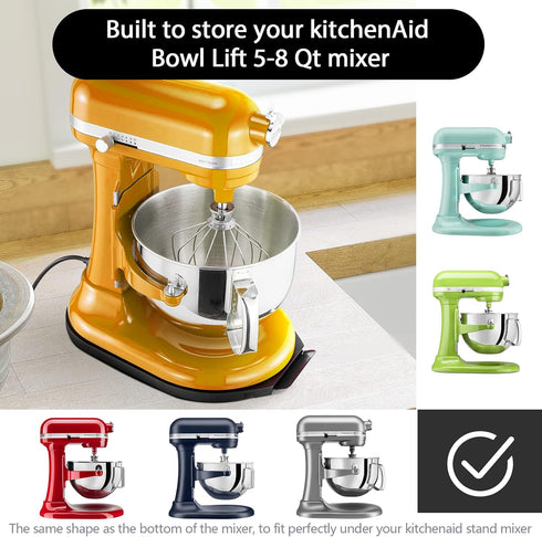 Mixer Slider for KitchenAid 5-8 Qt Bowl Lift Stand Mixer, Sliding Tray with Smooth Rolling Wheels for Easy Movement