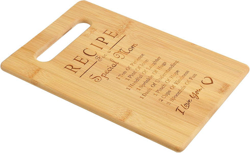 Mother's Day Gift: Special Love Heart Bamboo Cutting Board for Mom - Recipe Gifts (MOM-1)