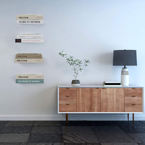 3 Pack Jetec Invisible Floating Bookshelf Wall Mounted Floating Bookshelves Heavy Duty Book Organizers Hidden Book