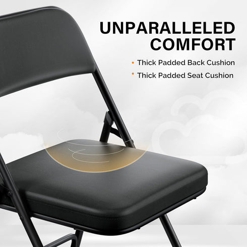 1 Pack VINGLI Padded Folding Chairs with Thick Seat Cushion, Portable, Durable & Extra Comfortable Foldable Chairs