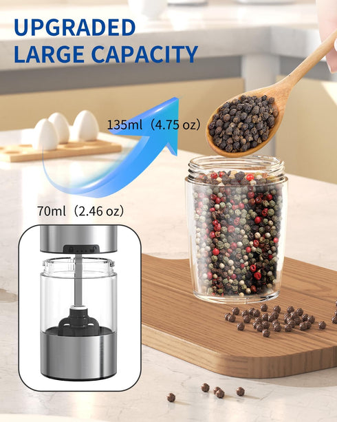 Set Set CIRCLE JOY Gravity Electric Salt and Pepper Grinder Automatic Salt and Pepper Grinder with LED Light, Battery