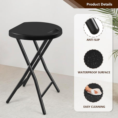 500lbs 18 Inch TAVR Furniture Portable Folding Chair with Handle, Heavy Duty Round Fold Stool Chair with Capacity