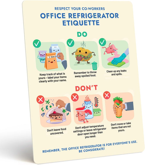 Office Refrigerator Etiquette Guide, Magnetic Signs for Respectful Behavior, Cute Office Supplies & Accessories