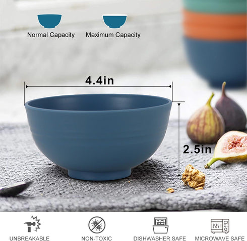 wheat straw small bowls 10oz set of 8 - Unbreakable Dessert Bowls for kids - Mini Bowls for Ice Cream,Snack and Fruits - Microwave & Dishwasher Safe Appetizer Bowls by Wrova