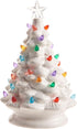 Red Green Blue Clear Holiday Tree - Lighted 8 Inch Ceramic Decorative Tabletop Figurine