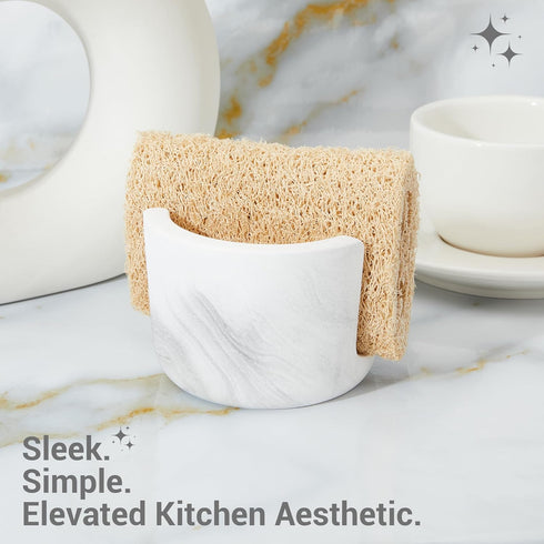 Counter, 1 Diatomite Sponge Holder for Kitchen Sink Quick Drying, Fast Water Absorbent Stone Tray, Slot Dish Sponge