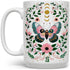Mystical Butterfly Coffee Mug, Floral Celestial Nature Botanical Moon Stars Gift Cup for Mom Friend