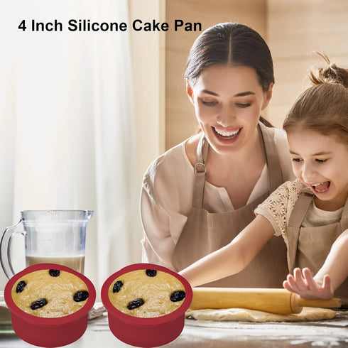4 inch Silicone Round Cake Pans Set of 4, Non-stick Easy Releasing Mini Cake Pans, Flexible BPA Free Silicone Baking Mold Pans for Layer Cake, Mini Cake Pizza, Cheese Cake, Chocolate Cake by Nalchios
