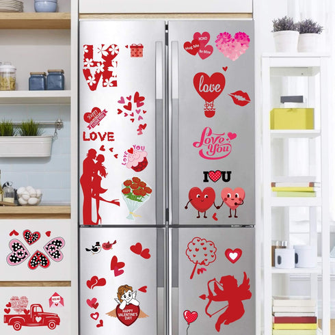JOZON Valentine's Day Window Clings for Glass Window, 8 Sheets Heart Window Stickers Decals for Party Supplies