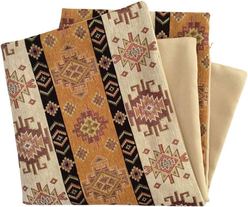 Large Throw Pillow Covers 22 x 22 Inches, Mustard Yellow and Cream Kilim Pattern, Boho Room Decor for Couch