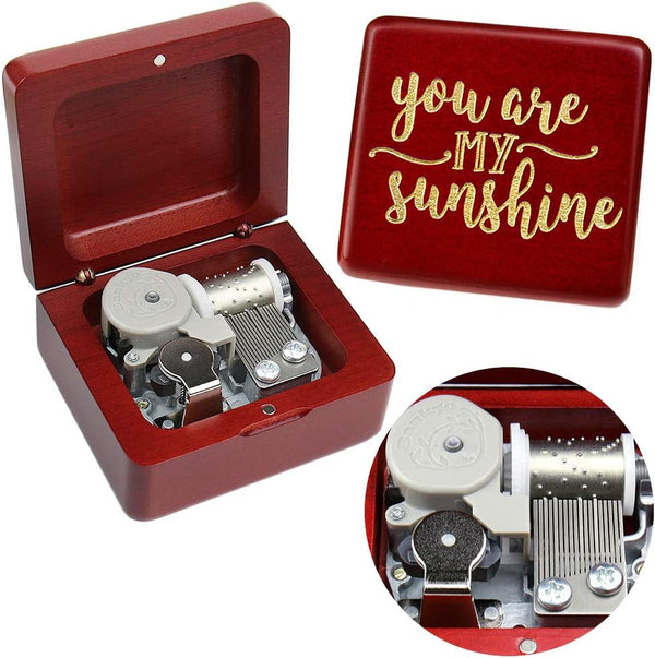 Sinzyo You are My Sunshine Music Box, Solid Wood Laser Carving Vintage Gift Musical Box for Birthday