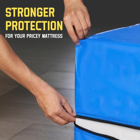 Mattress Bag for Moving & Storage of Full Size, Heavy Duty Mattress Cover for Moving with 12 Handles and Dual Zippers