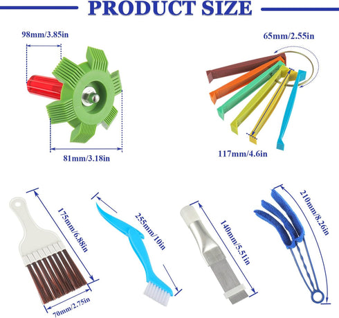 BOJACK Air Conditioner Fin Cleaner Set, AC Fin Comb and Brush, Condenser Coil Cleaner Tool (6 Pcs)