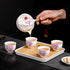 Set Set, Set 360 Set Set Set (4cups-Sakura) Japanese Tea Chinese Gongfu Tea Portable Teapot with Rotation Tea Maker