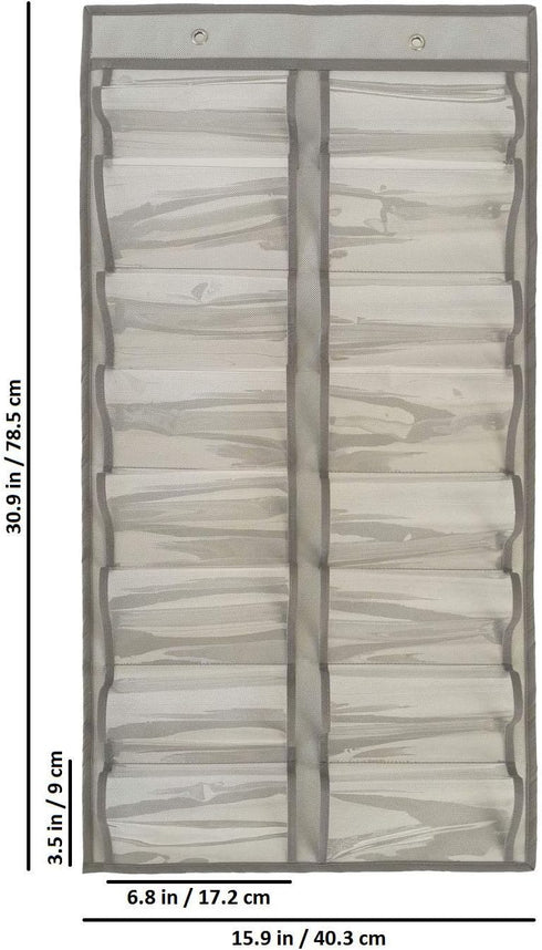 Dual-sided Hanging Sunglasses Organizer - Dust-Proof Glasses Storage Wall Pocket with 32 Slots