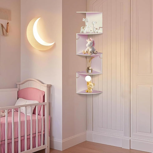 5 7.87 7.87 33.46 INCHES ShellKingdom Corner Shelf Wall Mount, Tier Corner Bookshelf, Floating Display Shelves