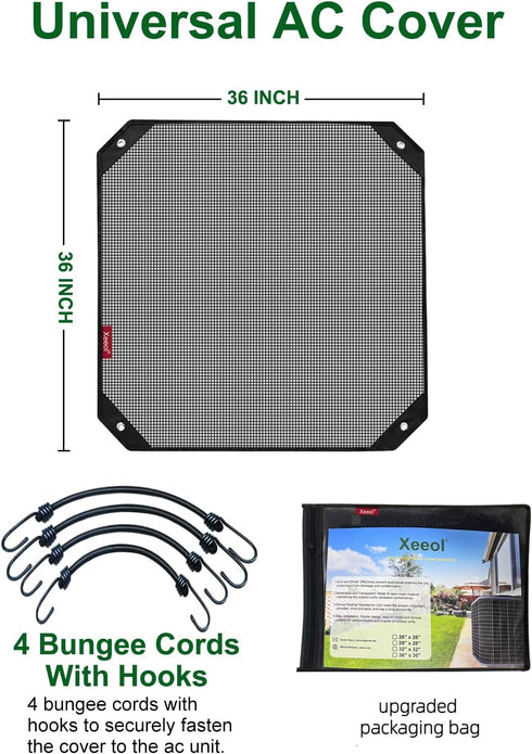 Universal Air Conditioner Cover for Outside Unit, Mesh AC Covers for All Season Protection (36" x 36")