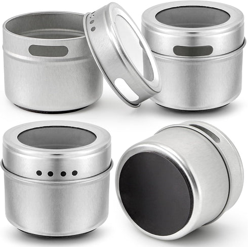 20 Pack 240 Set Bekith Magnetic Spice Jars, Magnetic Spice Containers for Refrigerator, Seasoning Tins with Clear Top