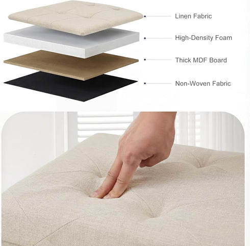 30in 350Lbs,Storage DUMOS Storage Ottoman Bench, Foot Rest Stool Load Chest with Padded Seat, End of Bed Bedroom Bench