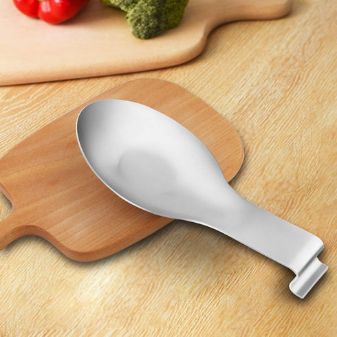 Stainless Steel Spoon Rest Holder, Spatula Ladle Holder, Brushed Finish, Dishwasher Safe, 9.8 x 3.7 Inch (Silver, 2PCS)