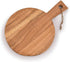 Round Acacia Wood Cutting Board with Handle, Chopping and Serving Board for Charcuterie, Cheese, Pizza (13" X 9")