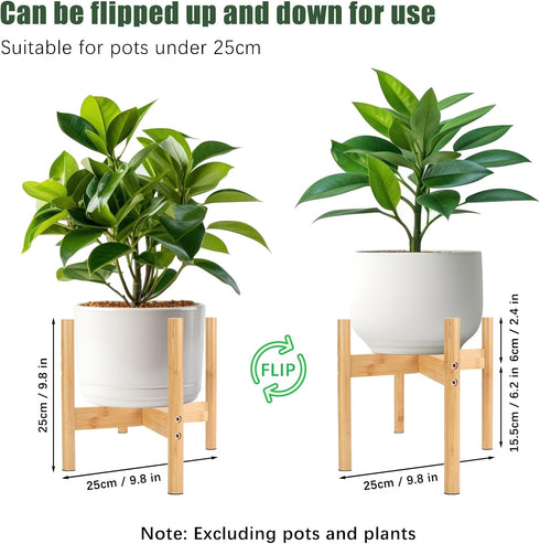 Wood Plant Stand Indoor, Mid Century Modern Indoor Plant Stand, Wooden Plant Holder Bamboo Plant Stand, Modern Flower Pot Stand for Indoor, Outdoor, Garden, Yard, Office (9.9 Inch, 1 Pack)