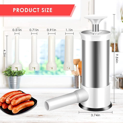 4 Inches BBQ(2.2LB) Sausage Stuffer with Different Stuffing Tubes, Manual Sausage Maker, Homemade Sausage Machine