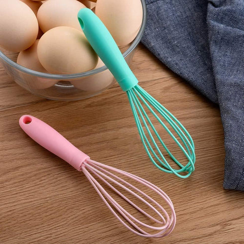 Navy Blue Silicone Whisk, Colorful Mini Whisks, Multifunctional Manual Egg Beater Mixer for Blending, Whisking, Stirring