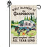 What Happens at Campground Get Laughed Garden Flag - 12 x 18 Inch Holiday Yard Outdoor Decoration
